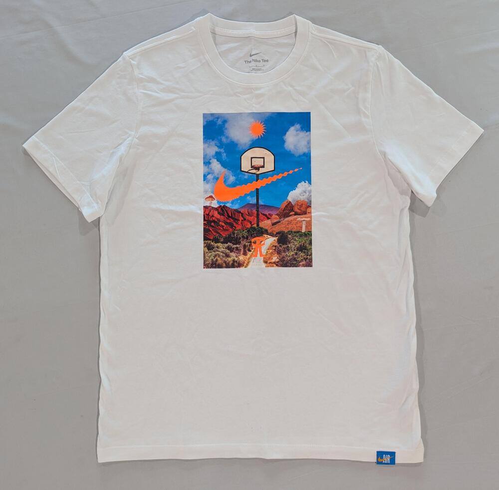 Nike Shirt Mens L White Basketball Hoop Swoosh Graphic The Nike Tee Athletic